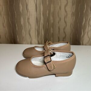 Capezio Mary Jane Leather Tele Tone 3800C Girl's 8.5 M Tap Dance Shoes Beige